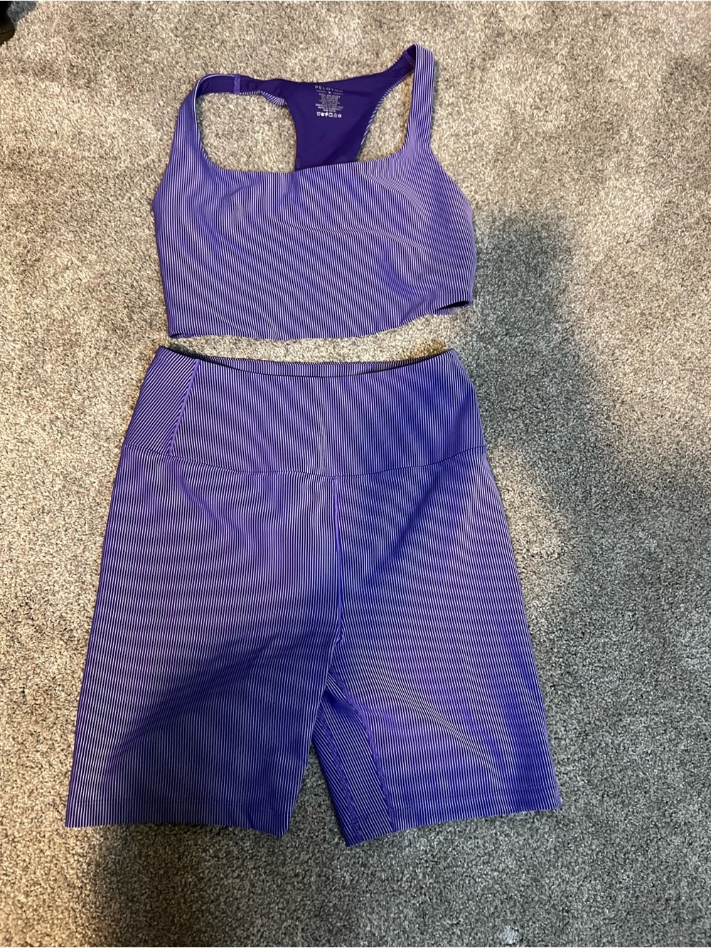 Peloton Violet Ribbed High-Rise Bike Shorts